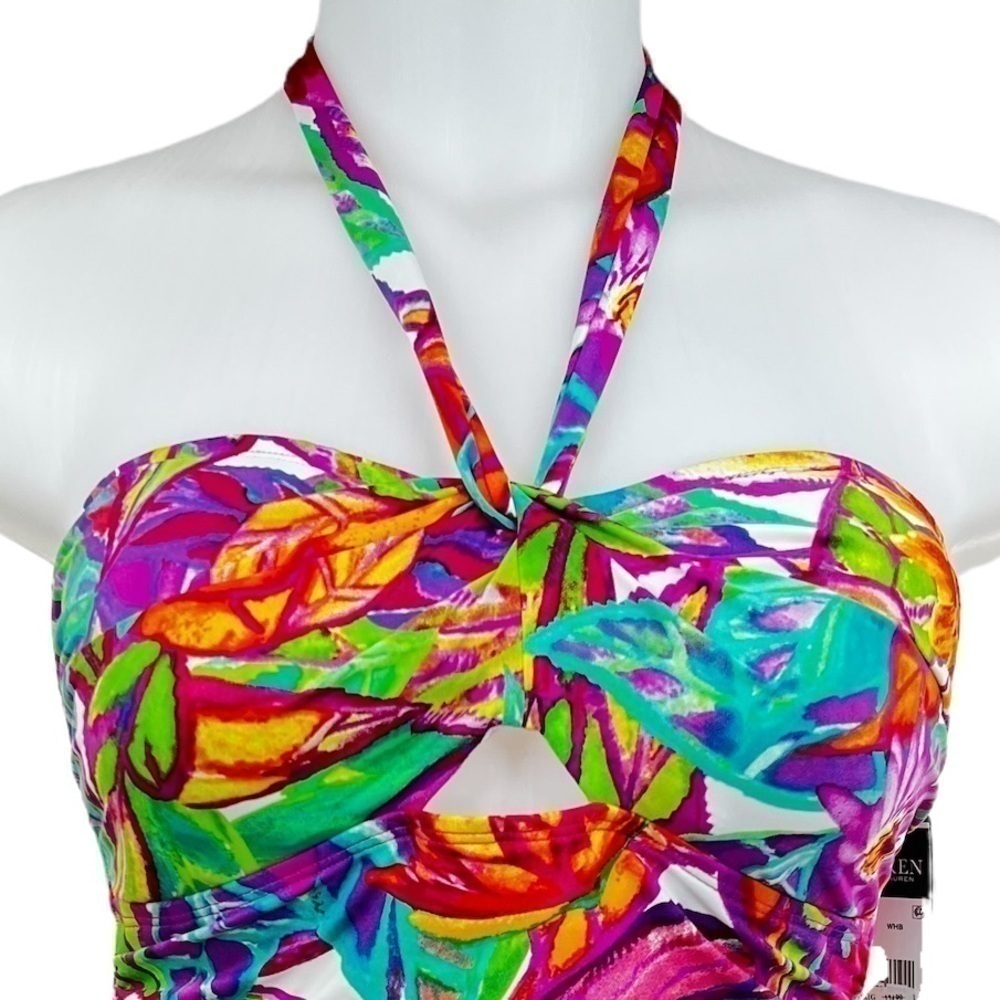 Lauren Ralph Lauren Twist Front Floral Halter One Piece Swimsuit - Picture 7 of 11